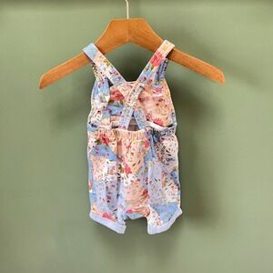 Mantaray Baby Girl Floral Patchwork Romper 6-9 Months Blue Pink Cotton Boho